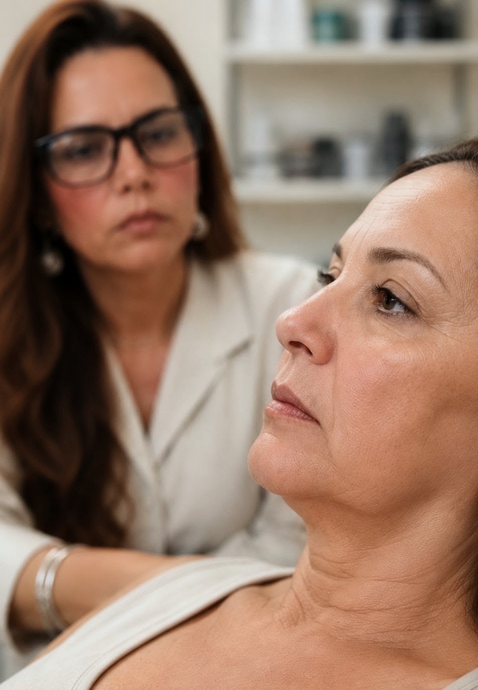 Ana Dalva realizando avaliação estética individualizada